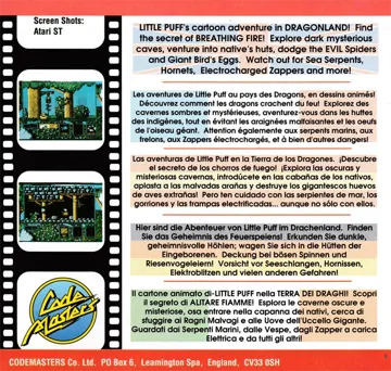 Little Puff In Dragonland (UK) (1989) box cover back